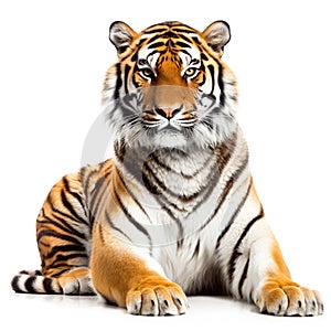 Tiger isolated in white simple background