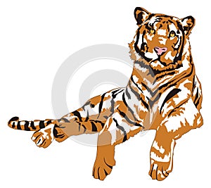 tiger lay animal vector illustration transparent background