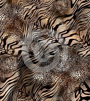 Tiger and leopard skin background