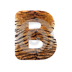 Tiger letter B - Capital 3d Feline fur font - suitable for Safari, Wildlife or big felines related subjects