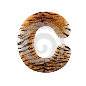 Tiger letter C - Capital 3d Feline fur font - suitable for Safari, Wildlife or big felines related subjects