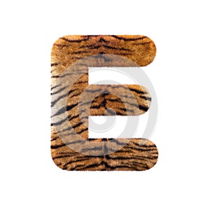 Tiger letter E - Capital 3d Feline fur font - suitable for Safari, Wildlife or big felines related subjects