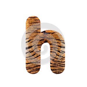 Tiger letter H - Lower-case 3d Feline fur font - Suitable for Safari, Wildlife or big felines related subjects