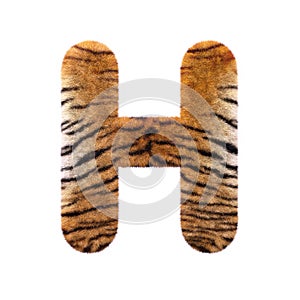 Tiger letter H - Upper-case 3d Feline fur font - suitable for Safari, Wildlife or big felines related subjects