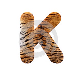 Tiger letter K - Capital 3d Feline fur font - suitable for Safari, Wildlife or big felines related subjects