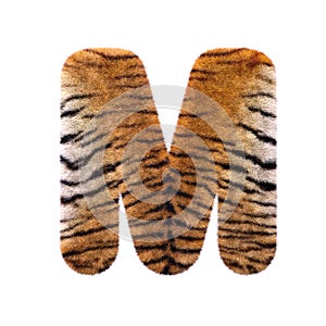 Tiger letter M - Capital 3d Feline fur font - suitable for Safari, Wildlife or big felines related subjects