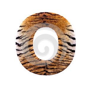 Tiger letter O - Large 3d Feline fur font - suitable for Safari, Wildlife or big felines related subjects