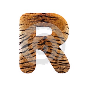 Tiger letter R - Uppercase 3d Feline fur font - suitable for Safari, Wildlife or big felines related subjects