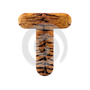 Tiger letter T - Uppercase 3d Feline fur font - suitable for Safari, Wildlife or big felines related subjects