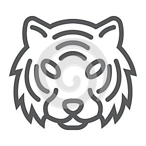 Tiger line icon, animal and zoo, cat sign