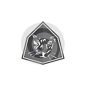 Tiger logo emblem template mascot symbol for business or shirt design. Vector Vintage Design Element