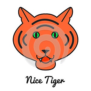 Tiger logo or icon in , color illustration, wild ca