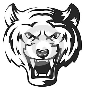 Tiger logo. Predator animal head black icon