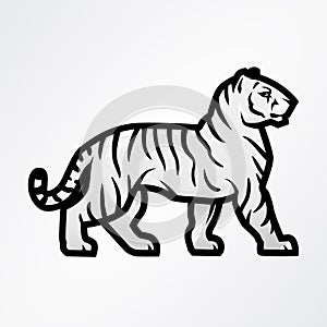 Tiger logo vector. Mascot design template. Shop or product illustration. Expedition insignia, Sport team logotype on