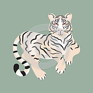 Tiger lying on the ground isolated vector.