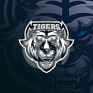 Tiger mascot logo design vector with modern illustration concept style for badge, emblem and tshirt printing. tiger head