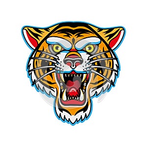 Tiger Mascot Logo. Head Of Tiger Isolated Vector Illustration