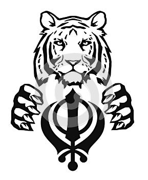 The Tiger and the most significant symbol of Sikhism - Sign of Khanda