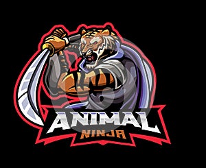 Tiger ninja mascot logo design