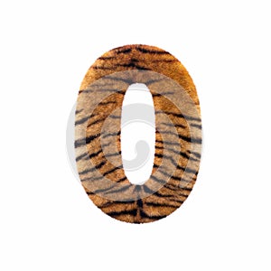 Tiger number 0 - 3d Feline fur digit - Suitable for Safari, Wildlife or big felines related subjects