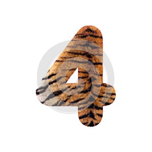 Tiger number 4 - 3d Feline fur digit - Suitable for Safari, Wildlife or big felines related subjects