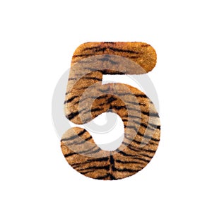 Tiger number 5 - 3d Feline fur digit - Suitable for Safari, Wildlife or big felines related subjects