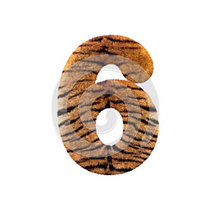 Tiger number 6 - 3d Feline fur digit - Suitable for Safari, Wildlife or big felines related subjects