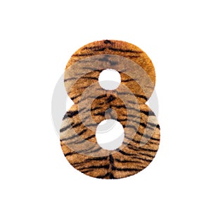 Tiger number 8 - 3d Feline fur digit - Suitable for Safari, Wildlife or big felines related subjects