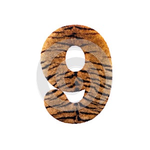 Tiger number 9 - 3d Feline fur digit - Suitable for Safari, Wildlife or big felines related subjects