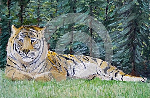 Tiger oil painting