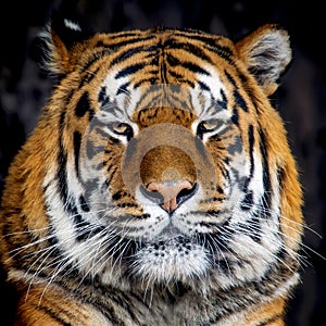 Tiger portrait on black background