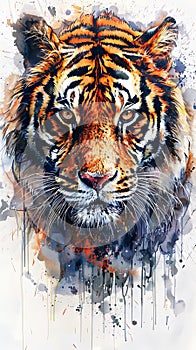 Tiger portrait illustration design isolated on white