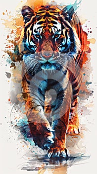 Tiger portrait illustration design isolated on white