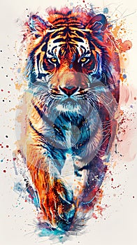 Tiger portrait illustration design isolated on white