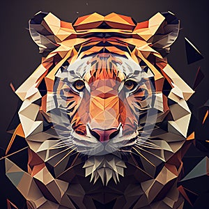 tiger portrait polygon drawing Generative AI