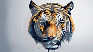 Tiger portrait on white background.