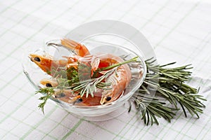Tiger Prawn Shrimps with dill and rosemary.