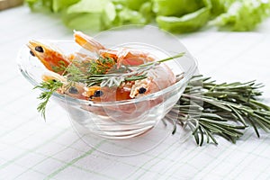 Tiger Prawn Shrimps with dill and rosemary.