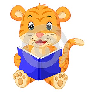 Tiger reading book