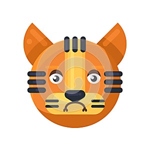 Tiger sadness expression cute facial emoji vector