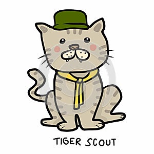 Tiger scout cartoon vector illustration