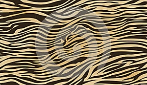Tiger skin seamless pattern. Animal fur print. Repeating stripes. Wildlife, natural camouflage texture.  Vector abstract wallpaper