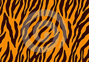 Tiger skin seamless pattern on orange background.