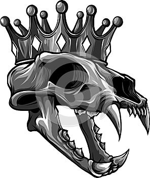 tiger skull with crown vector illustration design