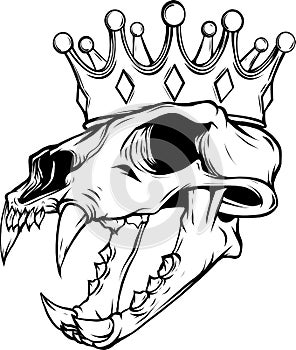 tiger skull with crown vector illustration design