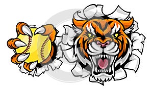 Tiger Softball Animal Sports Team Mascot