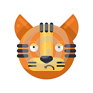 Tiger sorrowful expression facial emoji vector