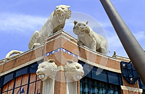 Tiger Statues at Comerica Park on Woodward Avenue, Detroit Michigan