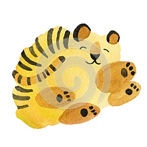 Tiger stylized cute watercolor cartoon character