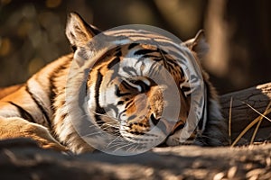 Tiger taking a nap - Generative AI illustration photo